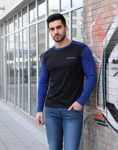 CORWOX Blue & Black Full Sleeves Dry Fit T-Shirt