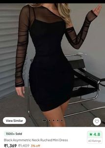 Elegant Black Ruched Mini Dress