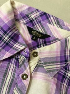 Purple Plaid Button-Up Shirt