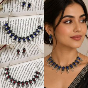 Ethnic Silver Oxidised Necklace Set