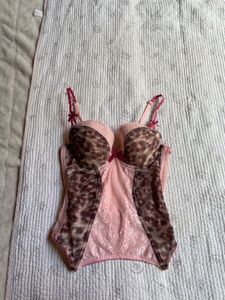 leopard print lace corset top