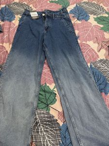 Souled store blue ombre Wide Leg Denim Jeans
