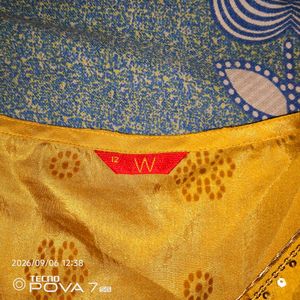 Yellow Ethnic Gown with Silver Print