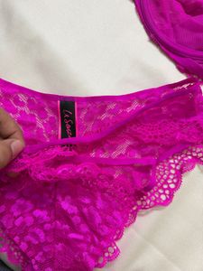 Hot Pink Lace Bra and Panty Set