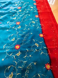 multi embroidered saree  with glitter