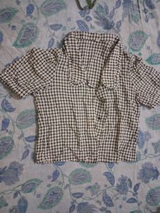 Cute Checkered Button-Up Top