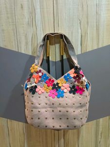 Felt Flower Accent Shoulder Bag