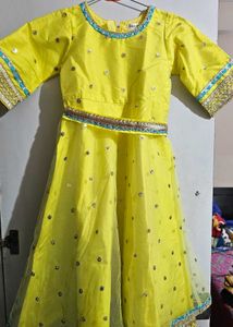Vibrant Yellow Sequin A line dress