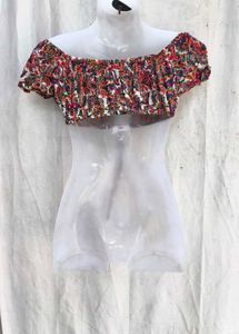 53209. Boho Floral Off-Shoulder Crop Top