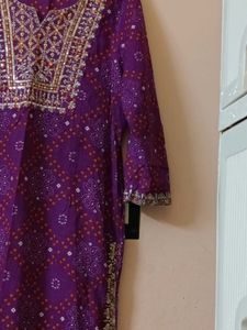 Vibrant Purple Embroidered Kurta Set with Dupatta