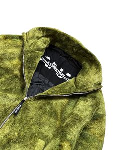 Olive Green Furry Zip-Up Jacket korean brand