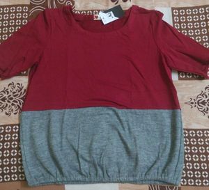 Maroon And Grey Top