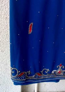 Royal Blue Embellished Saree