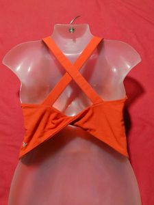 Orange Cross-Back Sports Bra / Crop Top
