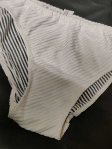 White Striped Bikini Briefs