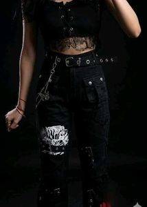 Harajuku Gothic Graphic Cargo Pants from Urbanic