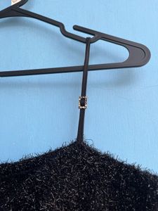 Cozy Black Fuzzy Spaghetti Strap Top
