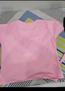 Cute Cat Print Pink Tie-Front Top &amp; Skirt Set