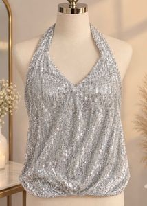 Sparkling Sequin Halter Top