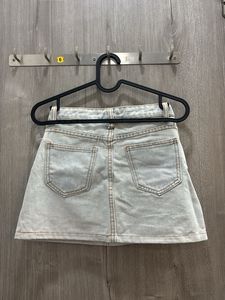 Light Wash Denim Micro-Mini Skirt