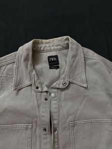 Original Imported ZARA Overshirt–Vintage Stone B