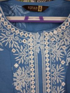 Blue Embroidered Kurta