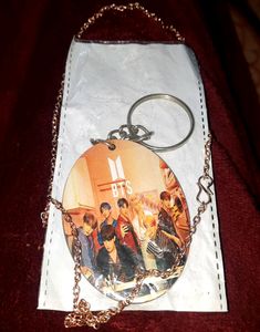 BTS KEYCHAIN AND GOLD PLATED CHAIN