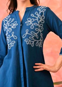 Elegant Navy Blue Embroidered Kurta Set
