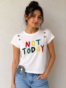 White Graphic Print "NOT TODAY" T-Shirt
