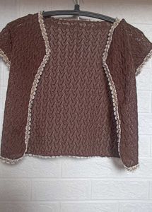 Chic Brown Knitted Cropped Cardigan