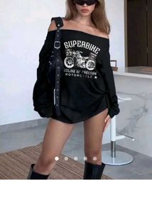 Off-Shoulder Superbike Graphic Top