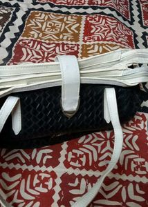 Chic Black &amp; White Leather Handbag