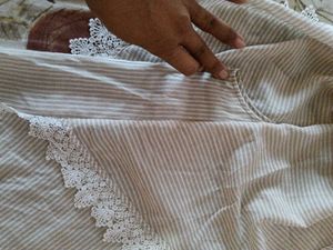 Women's Striped Lace Trim top