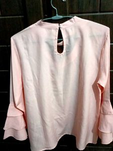 Chic Ruffle Sleeve Pink Top