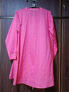 Pink Kurta with Glitter Stripes
