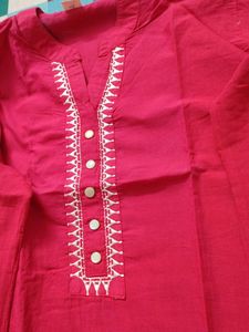 Red Embroidered Kurti