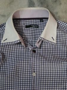 Men's Gingham Pattern Dress Shirt