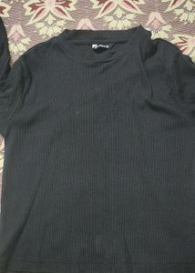 Ribbed Black Mock Neck Top