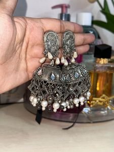 beautiful oxidised jhumkas