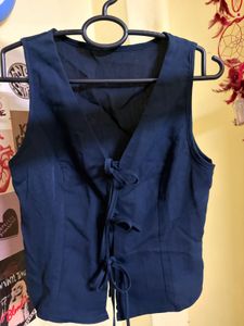 Chic Black Tie-Front Vest Top