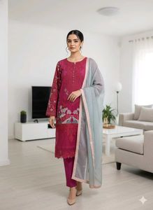 pakistani maroom embroidered Kurta Set