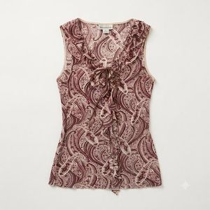 Vintage Y2K Paisley Lace-Up Tank Top