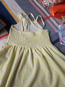 Yellow Smocked Detail Mini Dress