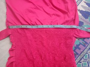Vibrant Pink Off-Shoulder Dress
