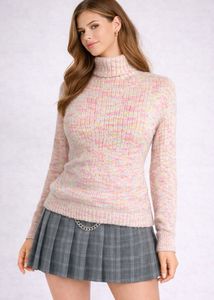 Pastel Turtleneck Knit Sweater
