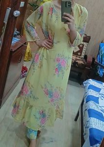 Floral Print Maxi Dress with red top