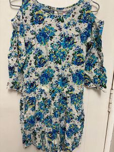Floral Blue And White Play suit