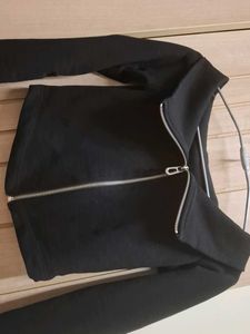 Black Cropped Zip-Up Jacket