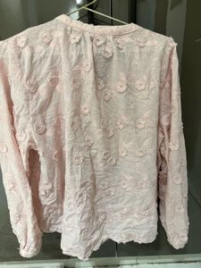 Chic Pink Floral Embroidered Blouse