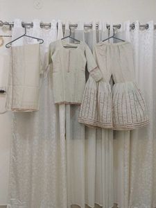 Cream Embroidered Set with Dupatta